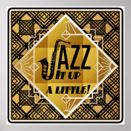 Poster Art deco jazz saxofone Black Gold