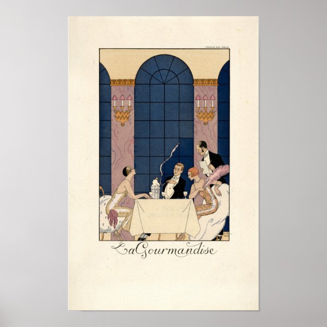 Poster Art Deco "La Gourmandise" por George Barbier (Frente)