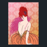 Poster Art Deco Lady with Damask - BIANCA: Melon Melange<br><div class="desc">Nossa linda Bianca está vestida com uma saia de cheio e sua parte superior tem tiras compostas por fios de joias. Ela é fã de penas e está sentada contra um pano de fundo de ricas damas. O cabelo de Bianca é uma massa de remendos em uma fabulosa luva, mantida...</div>