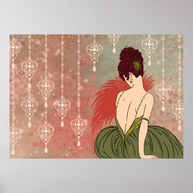 Poster Art Deco Lady with Jewels - BIANCA: Antigo outono (Frente)