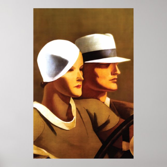 Pôster Art Deco Linda Condução de Casais (Frente)