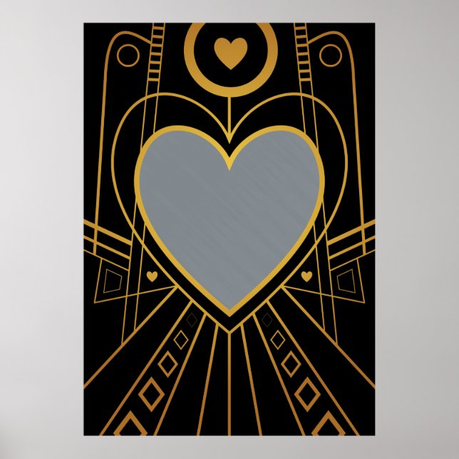 Pôster Art Deco Love Heart Border (Frente)