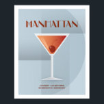 Poster Art Deco Manhattan<br><div class="desc">Esta ilustração de Manhattan faz parte da Coleção Clássica de Cocktail. Desenhado em um estilo de deco artístico com os ingredientes básicos da receita para criar o coquetel.</div>