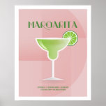 Poster Art Deco Margarita<br><div class="desc">Esta ilustração Margarita faz parte da Coleção Clássica de Cocktail. Desenhado em um estilo de deco artístico com os ingredientes básicos da receita para criar o coquetel.</div>