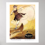 Poster Art Deco McCallum Hosiery<br><div class="desc">Este delicioso anúncio de colheita para a McCallum Silk Hosiery é absolutamente encantador. Em lindas cores tontas do outono,  apresentando uma adorável jovem pescando com o vento soprando ligeiramente seu vestido. A legenda diz,  "Você Sabe Que Ela Os Veste".</div>