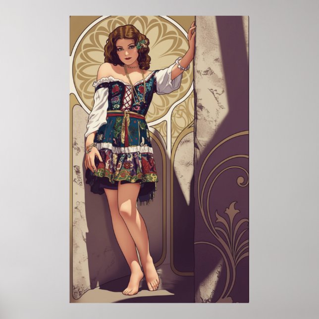 Poster Art Deco - Menina Camponesa (Frente)