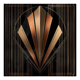 Pôster Art Deco Metallic Geometric Elegance