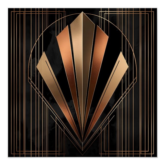 Pôster Art Deco Metallic Geometric Elegance (Frente)
