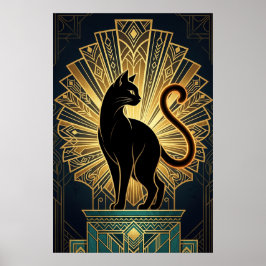 Poster Art Deco Minimal Cat Profile Wall Art