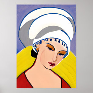 Poster Art Deco Modern Lady in a Turban