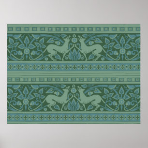 Poster Art Deco Nouveau Dog Nature Botânico: Padrão
