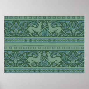 Poster Art Deco Nouveau Dog Nature Botânico: Padrão