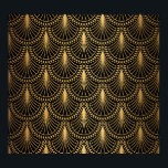 Poster Art Deco, ouro negro, padrão sem costura.<br><div class="desc">Art Deco Pattern. Fundo preto e ouro sem costura. Escala ou conchas entrelaçadas. Design geométrica minimalista. Linhas de safra. Motivos dos anos 1920-30. Ilustração vintage de luxo Immerse na Arte Deco com linhas geométricas de preto e ouro. Um toque vintage luxuoso. Entre na elegância da era Art Deco com este...</div>
