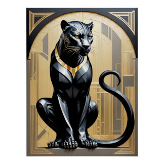 Pôster Art Deco Panther Poster.