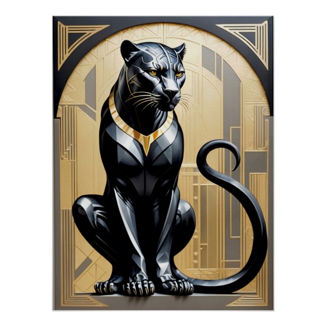 Pôster Art Deco Panther Poster. (Frente)