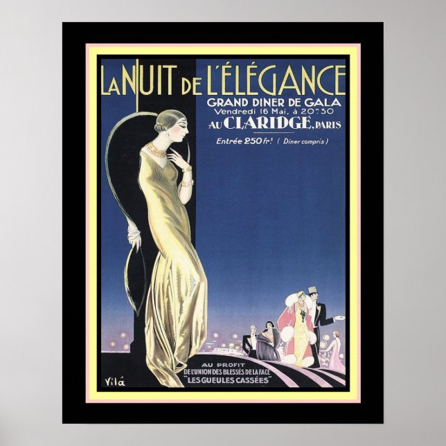 Poster Art Deco Paris Gala "Night of Elegance" 16x20 (Frente)