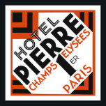 Pôster Art Deco Paris — Rótulo francês do hotel<br><div class="desc">A nossa remodelação na mais alta qualidade de imagem de uma etiqueta do hotel Art Deco 1930 para um hotel na mais famosa avenida de Paris. Nota: você pode até,  ao pendurar na parede,  inclinar o poster à direita para mostrar a forma de diamante do rótulo original.</div>