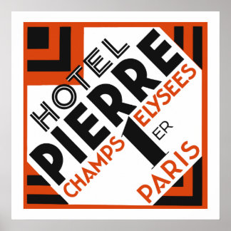 Pôster Art Deco Paris — Rótulo francês do hotel