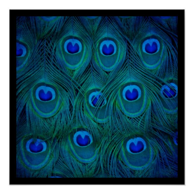 Pôster Art Deco Parisiense Teal Green Peacock Feather (Frente)