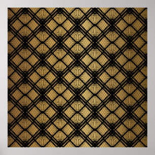Poster Art Deco Pattern. Serralheiro preto sem costura e 
