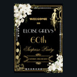Poster Art Deco Pearls White Floral Gatsby 20s Bem-vindo<br><div class="desc">Personalize este sinal de boas-vindas do tema vintage art deco floral Gatsby, ao rodar 20s com facilidade e rapidez, basta pressionar o botão personalizar para reorganizar e formatar o estilo e a colocação do texto. Apresentando um quadro de deco de arte em forma de chic, orquídea branca de marfim e...</div>