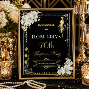 Poster Art Deco Pérolas Flores Brancas Gatsby Anos 20 Bem