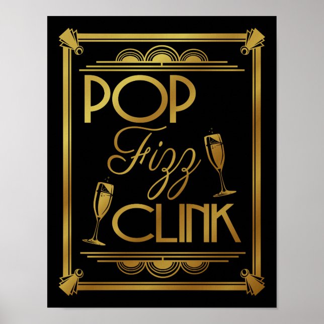 Poster Art Deco POP FIZZ CLINK DOURADA alteração de cor B (Frente)