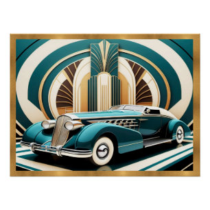 Pôster Art Deco - Poster de Carro Dinâmico