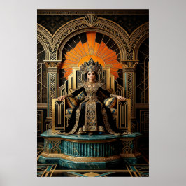 Poster Art Deco Queen Throne Gilded Palace Gold