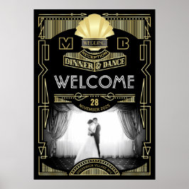 Poster Art Deco Recepção de casamento Sua Foto Sinal De B