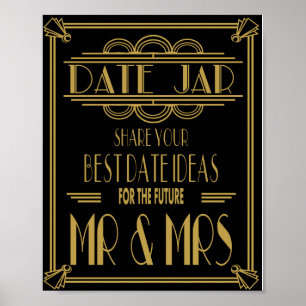Pôster Art Deco Roaring 20's Date Jar festa de casamento
