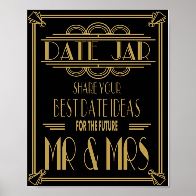 Pôster Art Deco Roaring 20's Date Jar festa de casamento (Frente)