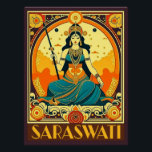 Pôster Art Deco Saraswati<br><div class="desc">Saraswati é a deusa hindu do conhecimento,  música,  arte,  fala,  sabedoria e aprendizagem. Estilo de deco de arte para Vasant Panchami.</div>