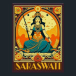 Pôster Art Deco Saraswati<br><div class="desc">Saraswati é a deusa hindu do conhecimento,  música,  arte,  fala,  sabedoria e aprendizagem. Estilo de deco de arte para Vasant Panchami.</div>