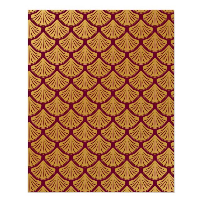 Pôster Art Deco Scales da Sereia - Magenta (Frente)