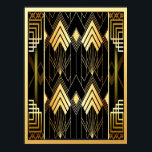 Poster Art Deco Style Geométrico<br><div class="desc">Eu criei este Poster de Estilo Geométrico de Art Deco usando modelos de padrões comerciais. Em preto e ouro, ele epitomiza Art Deco. Este poster co;poderia ser emoldurado e pendurado numa parede em sua casa. Por favor, consulte o menu lateral para saber os tamanhos.</div>