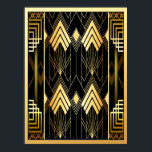 Poster Art Deco Style Geométrico<br><div class="desc">Eu criei este Poster de Estilo Geométrico de Art Deco usando modelos de padrões comerciais. Em preto e ouro,  ele epitomiza Art Deco. Este poster co;poderia ser emoldurado e pendurado numa parede em sua casa. Por favor,  consulte o menu lateral para saber os tamanhos.</div>