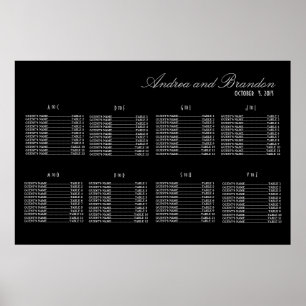 Pôster Art Deco Style Wedding Seating Chart (Silver)