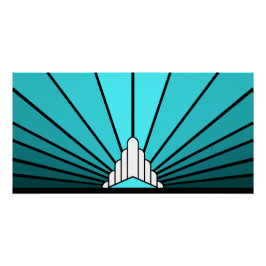Pôster Art deco sun aqua