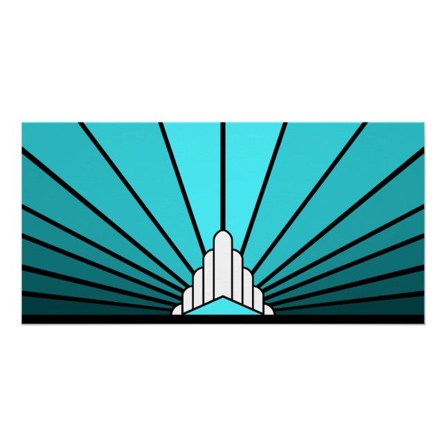 Pôster Art deco sun aqua (Frente)