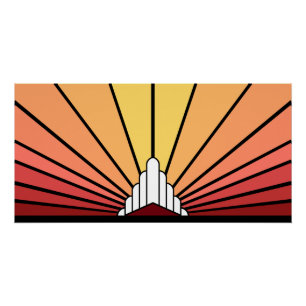 Pôster Art deco sun dawn