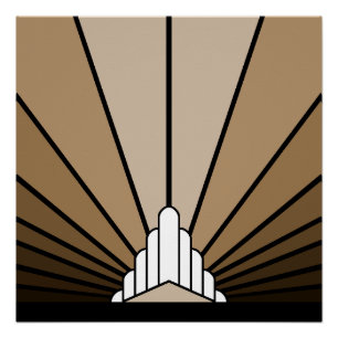 Pôster Art deco sun em bronzeado