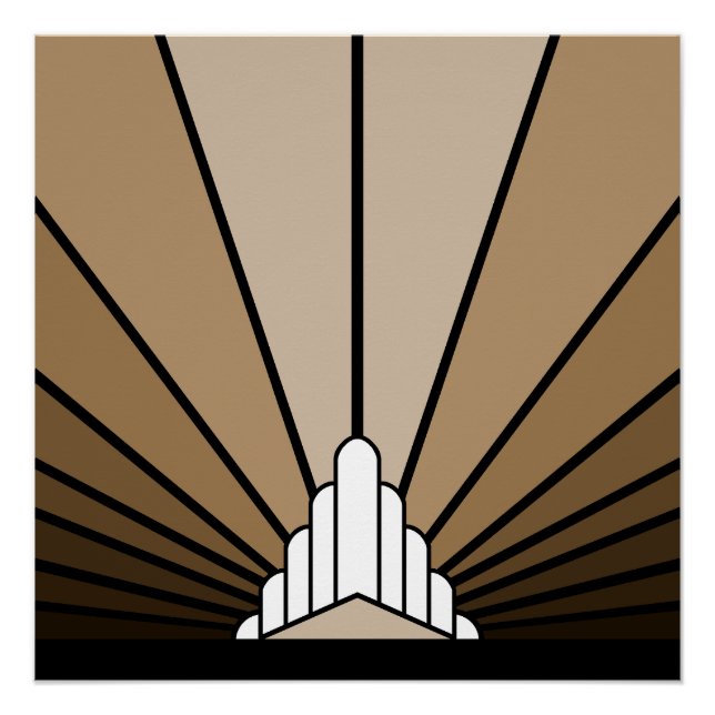 Pôster Art deco sun em bronzeado (Frente)