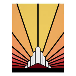 Pôster Art deco sun no amanhecer