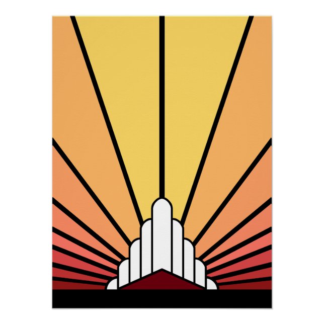 Pôster Art deco sun no amanhecer (Frente)