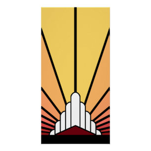 Pôster Art deco sun no amanhecer
