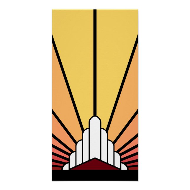 Pôster Art deco sun no amanhecer (Frente)