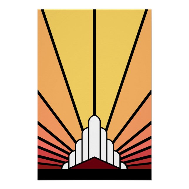 Pôster Art deco sun no amanhecer (Frente)
