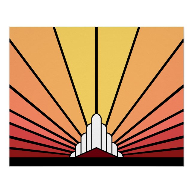 Pôster Art deco sun no amanhecer (Frente)