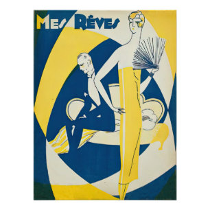 Pôster Art Deco Tango na 1920